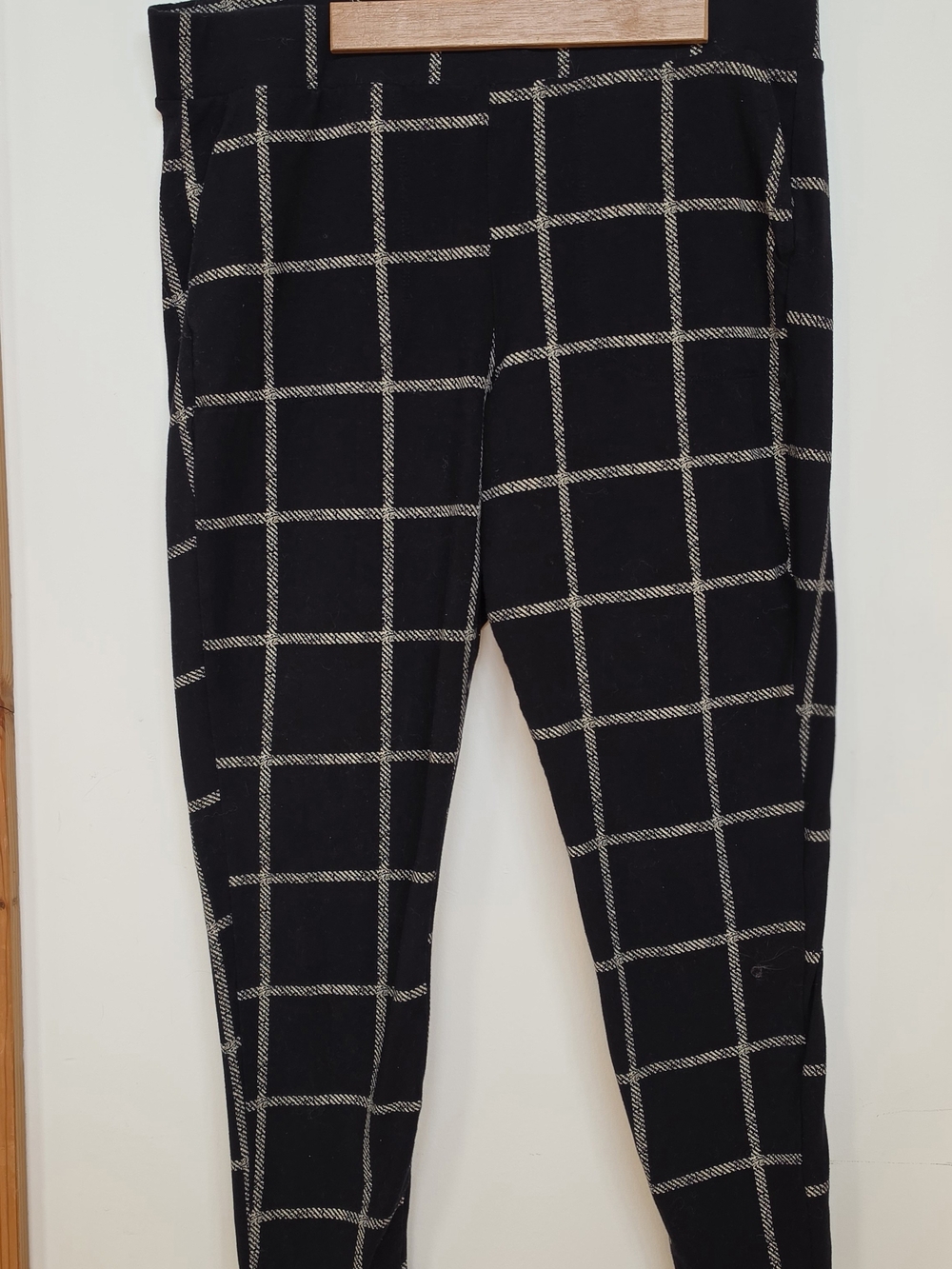 Torrid Black Leggings with White Windowpane Check
